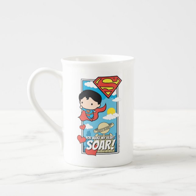 Chibi Superman - Du machst mein Herz zu Valentine Prozellantasse (Links)