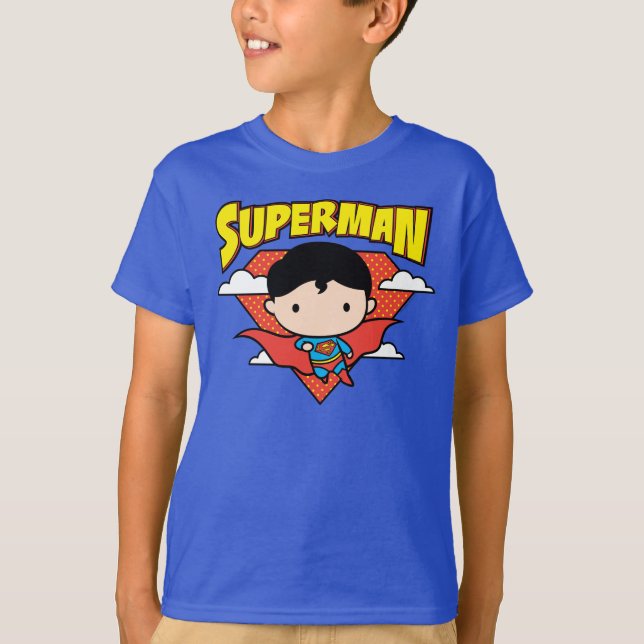 Chibi Superman Polka Dot Shield and Name T-Shirt (Vorderseite)