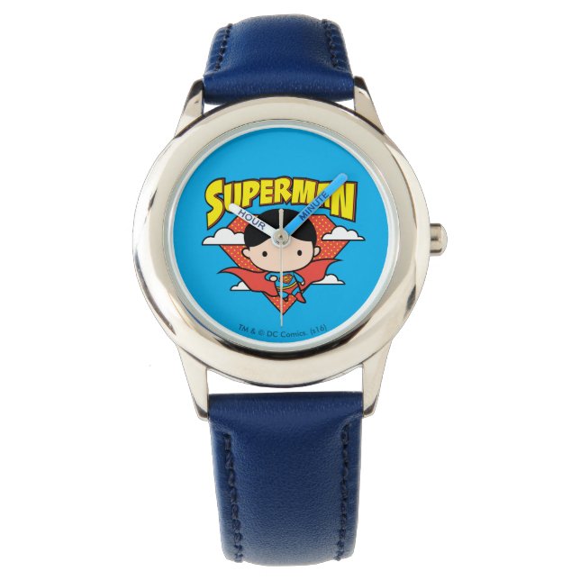 Chibi Superman Polka Dot Shield und Name Armbanduhr (Vorderseite)