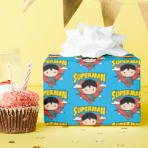 Chibi Superman Polka Dot Shield und Name Geschenkpapier