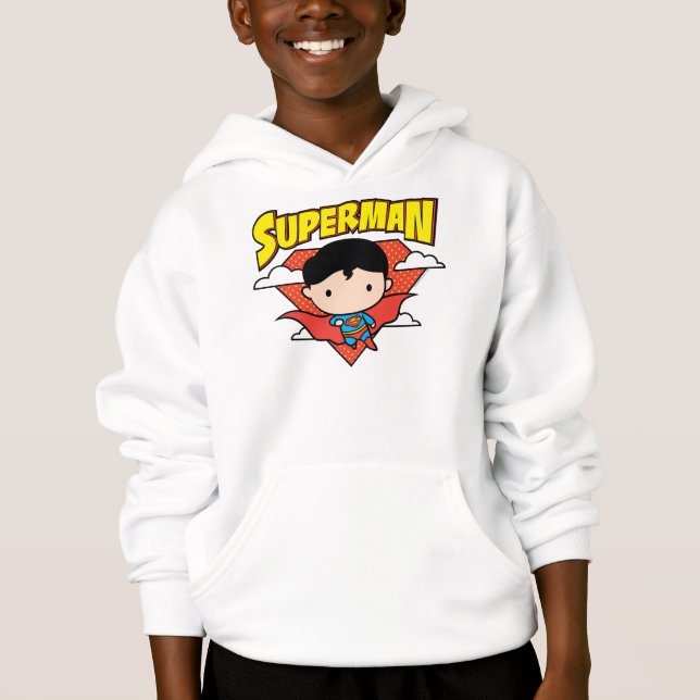 Chibi Superman Polka Dot Shield und Name Hoodie (Vorderseite)