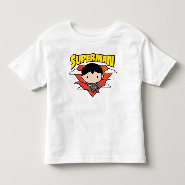 Chibi Superman Polka Dot Shield und Name Kleinkind T-shirt (Vorderseite)