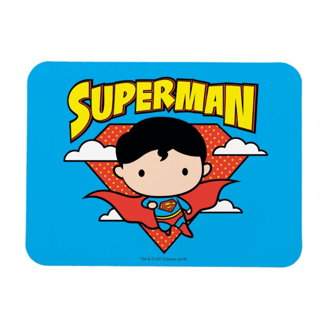 Chibi Superman Polka Dot Shield und Name Magnet (Horizontal)
