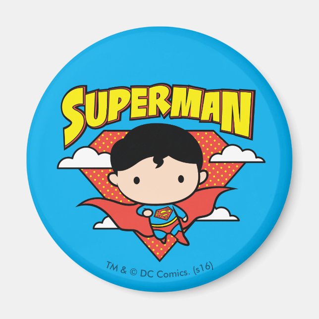 Chibi Superman Polka Dot Shield und Name Magnet (Vorne)