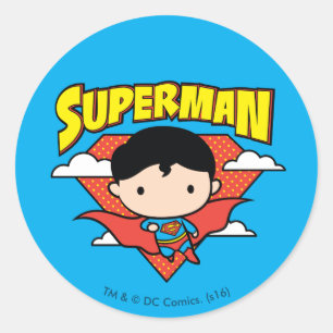 Chibi Superman Polka Dot Shield und Name Runder Aufkleber