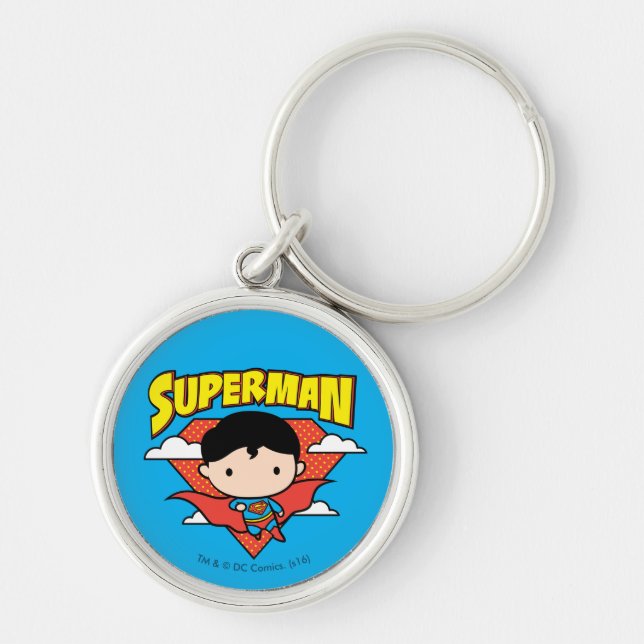 Chibi Superman Polka Dot Shield und Name Schlüsselanhänger (Vorne)