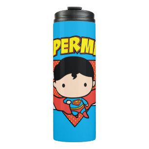 Chibi Superman Polka Dot Shield und Name Thermosbecher