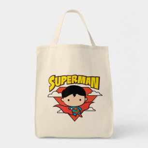 Chibi Superman Punkte-Schild und Name Tragetasche