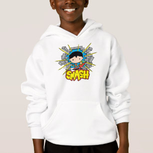 Chibi Superman schleicht durch eine Ziegelmauer Hoodie