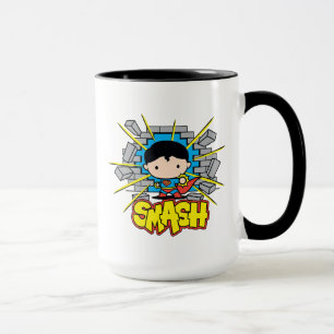 Chibi Superman schleicht durch eine Ziegelmauer Tasse