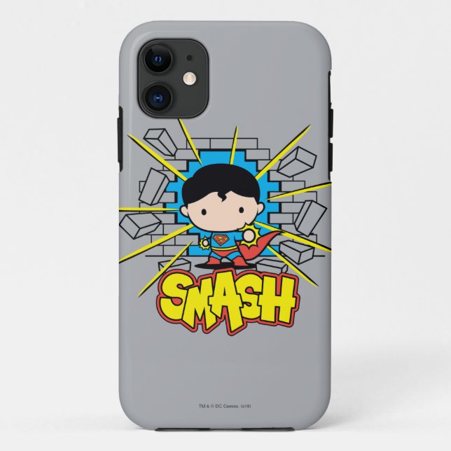 Chibi Superman schleicht durch eine Ziegelwand Case-Mate iPhone Hülle (Rückseite)