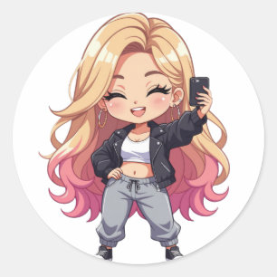 Chibi Süße Runder Aufkleber