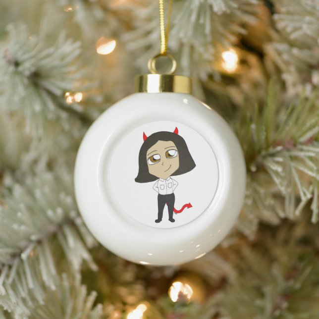 Chibi-Teufel Keramik Kugel-Ornament (Baum)