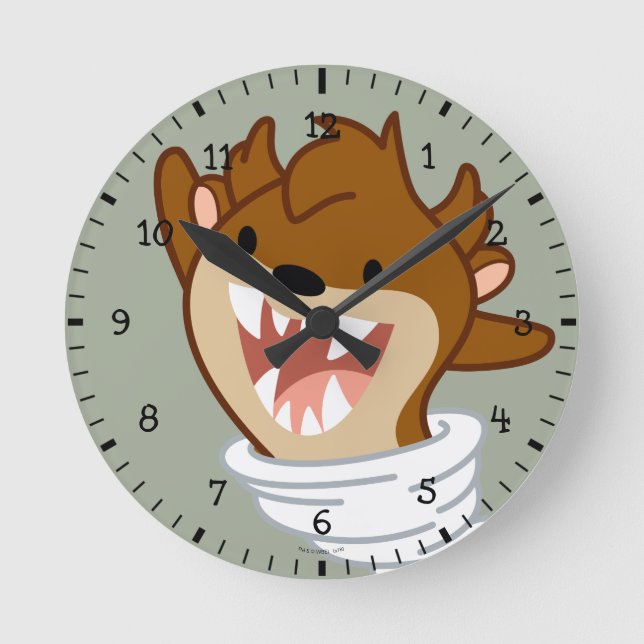 Chibi Tornado TAZ Runde Wanduhr (Vorderseite)