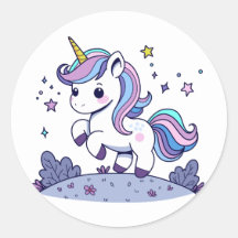 Chibi Unicorn Lila Blue Pink