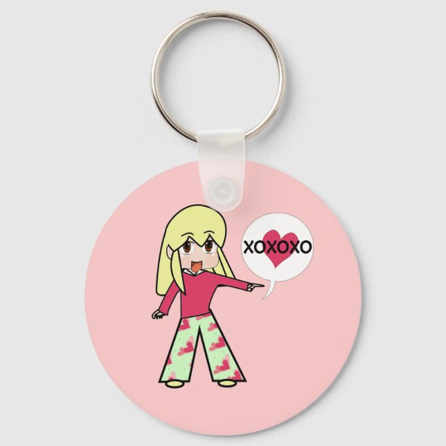 Chibi Valentine Hearts Schlüsselanhänger (Vorderseite)