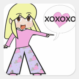 Chibi Valentine Quadratischer Aufkleber