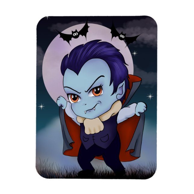 Chibi-Vampir und Fledermäuse Magnet (Vertikal)