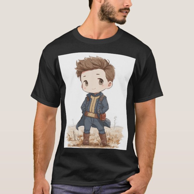 Chibi Vault‑Bewohnender Wanderer | Süßer Retro‑Fut T-Shirt (Vorderseite)