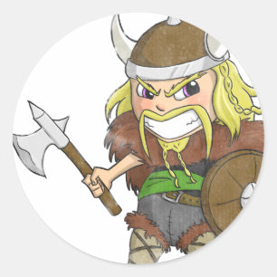 Chibi Viking (beunruhigt) Runder Aufkleber