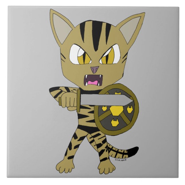 Chibi Warrior Cat Fliese (Vorderseite)
