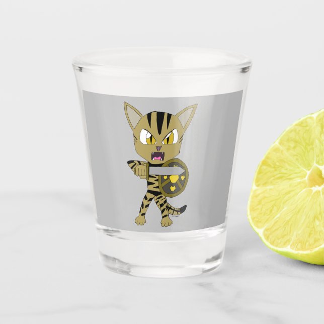 Chibi Warrior Cat Schnapsglas (Vorderseite)