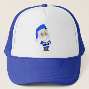 Chibi-Weihnachtsmann im blauen Anzug Truckerkappe