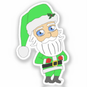 Chibi-Weihnachtsmann im grünen Anzug Aufkleber