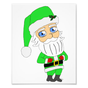 Chibi-Weihnachtsmann im grünen Anzug Fotodruck
