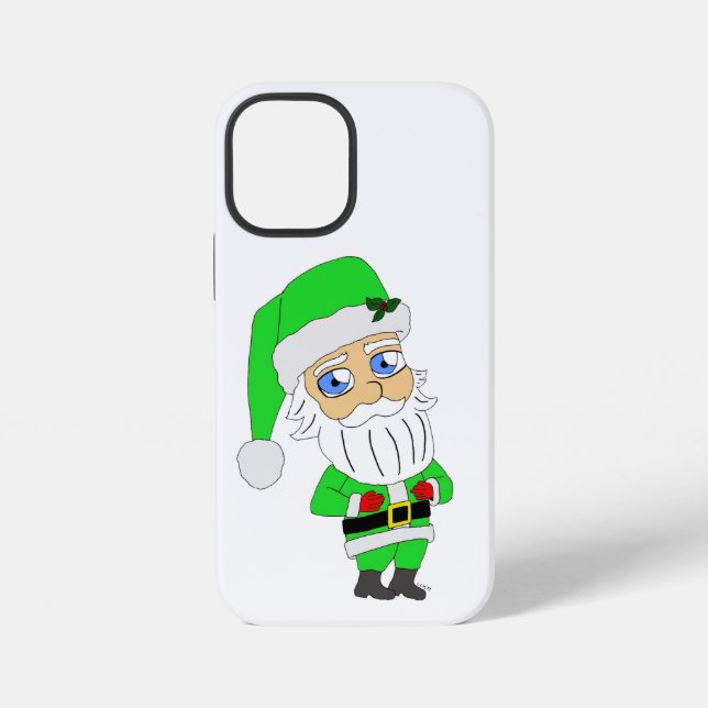 Chibi-Weihnachtsmann im grünen Anzug iPhone Hülle (Rückseite)