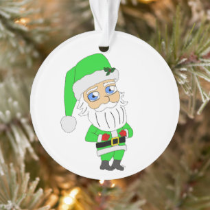 Chibi-Weihnachtsmann im grünen Anzug Ornament