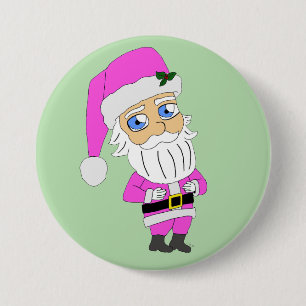 Chibi-Weihnachtsmann im rosa Anzug Button