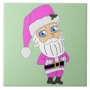 Chibi-Weihnachtsmann im rosa Anzug Fliese