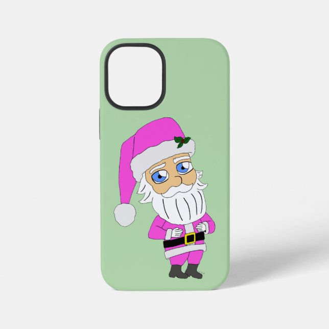 Chibi-Weihnachtsmann im rosa Anzug iPhone Hülle (Rückseite)