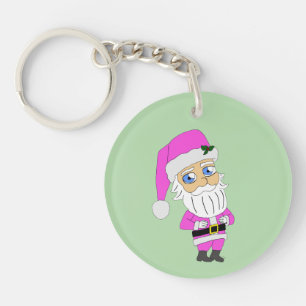 Chibi-Weihnachtsmann im rosa Anzug Schlüsselanhänger