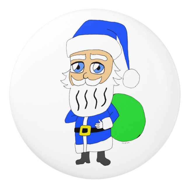 Chibi Weihnachtsmann       Keramikknauf (Vorderseite)