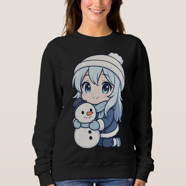 Chibi-Winter-Mädchen-Sweatshirt – Süßer Anime-Schn Sweatshirt (Vorderseite)