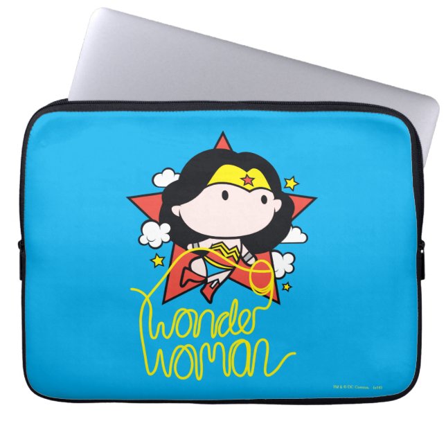 Chibi Wonder Frau fliegt mit Lasso Laptopschutzhülle (Vorderseite)