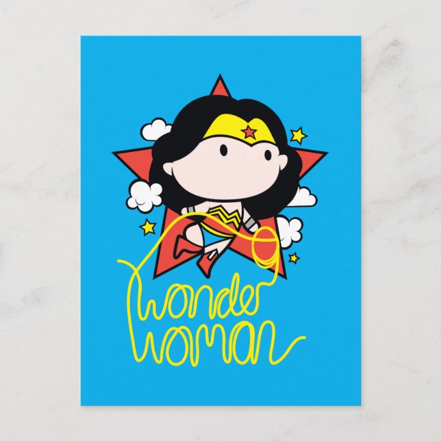 Chibi Wonder Frau fliegt mit Lasso Postkarte (Vorderseite)
