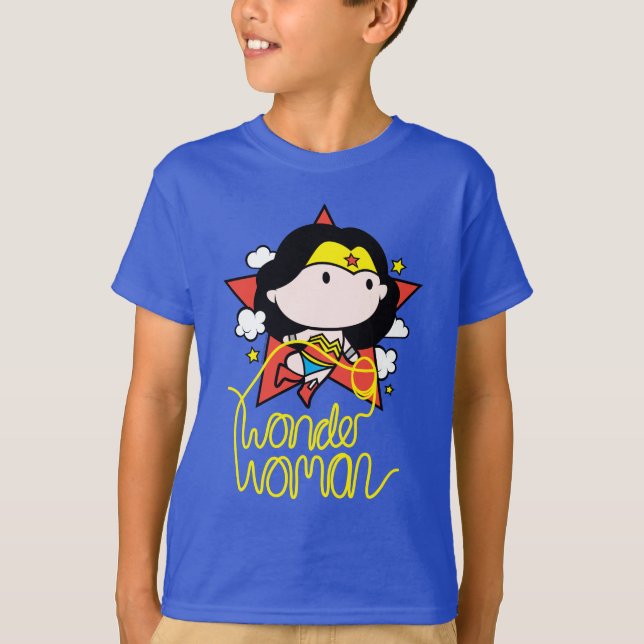 Chibi Wonder Frau fliegt mit Lasso T-Shirt (Vorderseite)