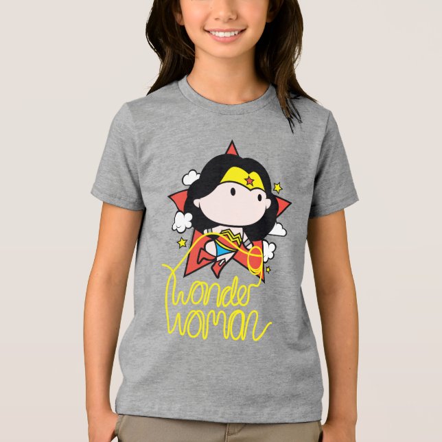 Chibi Wonder Frau fliegt mit Lasso Tri-Blend Shirt (Vorderseite)