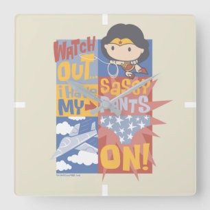 Chibi Wonder Woman   I Have My Sassy Pants On! Quadratische Wanduhr