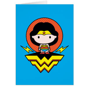 Chibi Wonder Woman mit Polka Docks und Logo