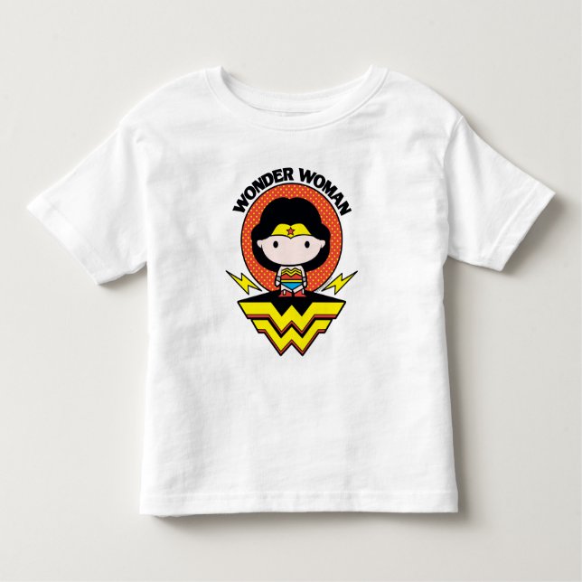 Chibi Wonder Woman mit Polka Docks und Logo Kleinkind T-shirt (Vorderseite)