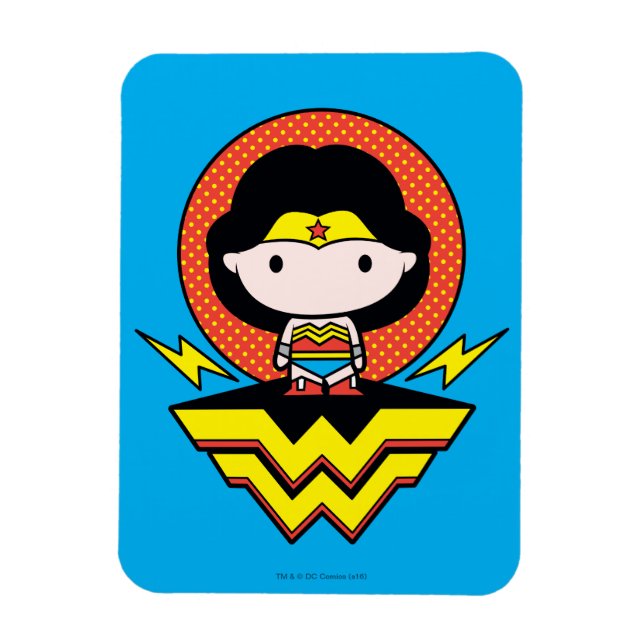 Chibi Wonder Woman mit Polka Docks und Logo Magnet (Vertikal)