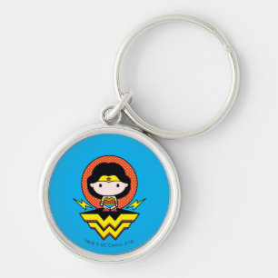 Chibi Wonder Woman mit Polka Docks und Logo Schlüsselanhänger
