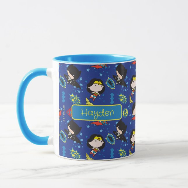 Chibi Wonder Woman, Superman, and Batman Pattern Tasse (Links)