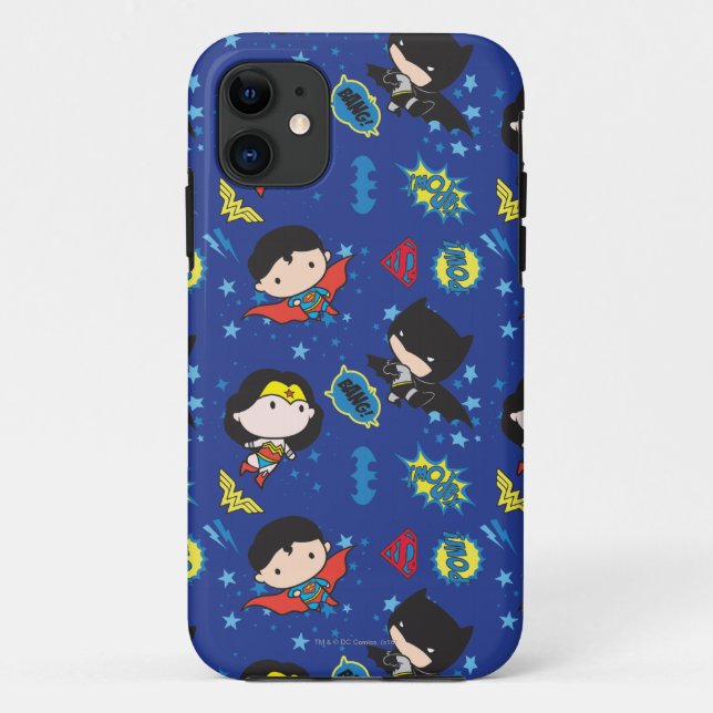 Chibi Wonder Woman, Superman und Batman Pattern Case-Mate iPhone Hülle (Rückseite)