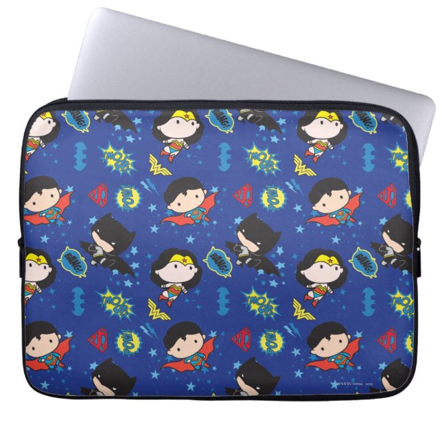 Chibi Wonder Woman, Superman und Batman Pattern Laptopschutzhülle (Vorderseite)