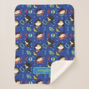 Chibi Wonder Woman, Superman und Batman Pattern Sherpadecke